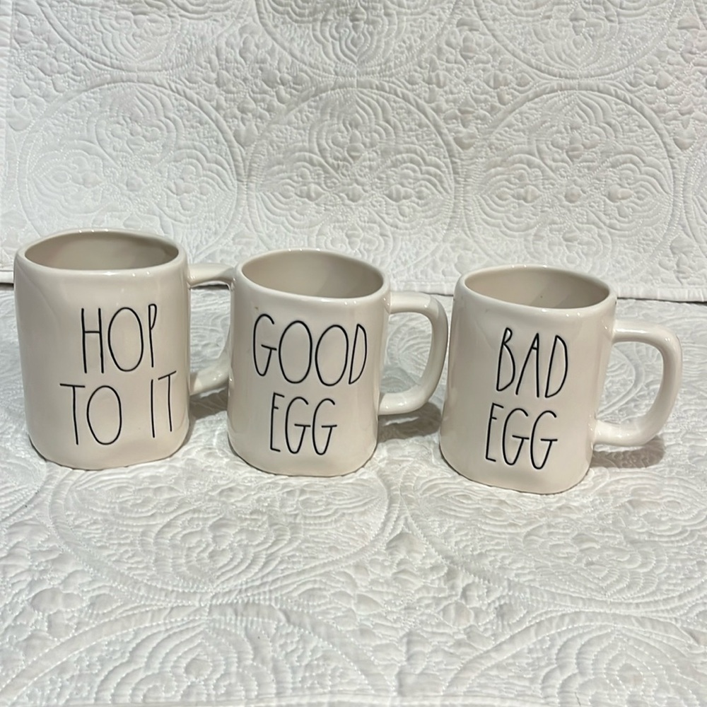 Rae Dunn HOP TO IT, GOOD EGG, BAD‎ EGG mugs